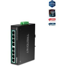 TRENDnet 8-Port Industrial Fast Ethernet PoE+ DIN-Rail Switch;TI-PE80;8 x Fast Ethernet PoE+ Ports;IP30 Network Unmanaged Switch;200W PoE Power Budget; 1.6Gbps Switching Capacity; Lifetime Protection, 8-Port Industrial Fast Ethernet PoE+ DIN-Rail Switch