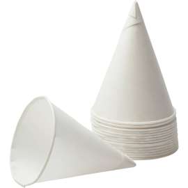Rolled Rim, Poly Bagged Paper Cone Cups, 4.5oz, White, 5000/Carton