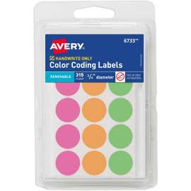 Avery® Dot Stickers, 3/4" Diameter, Assorted Neon, 315 Total (6733)