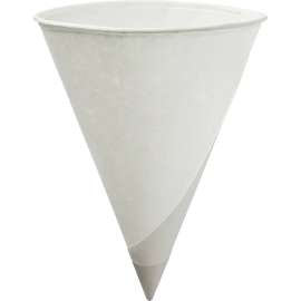 Rolled Rim, Poly Bagged Paper Cone Cups, 6oz, White, 200/Bag, 25 Bags/Carton