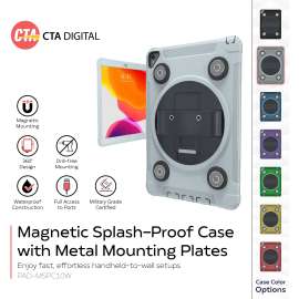 Cta Digital Inc. CTA Digital: Magnetic Splash-Proof Case with Metal Mounting Plates for iPad 7th & 8th Gen 10.2, iPad Air 3 & iPad Pro 10.5?, White - Impact Resistant, Water Resistant, Splash Proof - Silicone Body