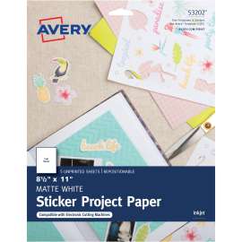 Avery Inkjet Printable Sticker Project Paper, 8 1/2" x 11"