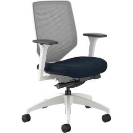 HON Cliq Office Chair, Supports Up to 300 lb, 17" to 22" Seat Height, Navy Seat, Black Back, Black Base