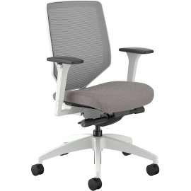 HON Cliq Office Chair, Supports Up to 300 lb, 17" to 22" Seat Height, Black Seat, Black Back, White Base