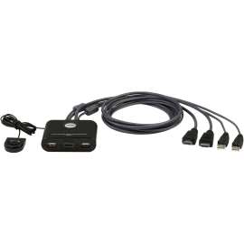 Aten Technologies ATEN CS22HF 2-Port USB FHD HDMI Cable KVM Switch - 2 Computer(s) - 1 Local User(s) - 1920 x 1200 - 4 x USB - 3 x HDMI - Desktop
