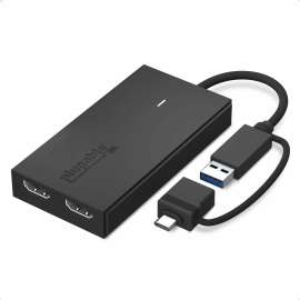 Plugable HDMI/USB/USB-C Audio/Video Adapter, 1 x USB 3.0 Type A, Male, 1 x USB 3.0 Type C, Male, 2 x HDMI Digital Audio/Video