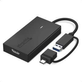 Plugable HDMI/USB/USB-C Audio/Video Adapter, 1 x USB 3.0 Type A, Male, 1 x USB 3.0 Type C, Male, 1 x HDMI Digital Audio/Video