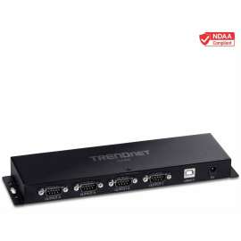 TRENDnet TU-S4, 4-Port USB to Serial RS232 Hub, Black - USB 2.0 Type A - PC, Mac - 4 x Number of Serial Ports External - 1 x Number of USB Ports