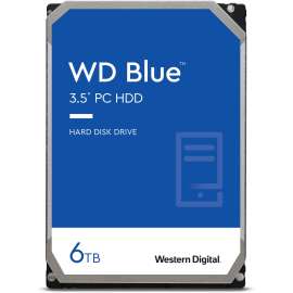 WD Blue WD60EZAX 6 TB Hard Drive, 3.5" Internal, SATA (SATA/600), Conventional Magnetic Recording (CMR) Method, Desktop PC, Storage System Device Supported
