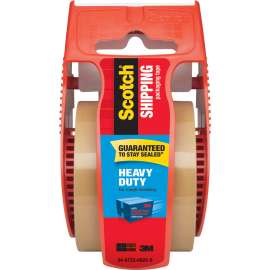 3850 Heavy-Duty Packaging Tape with Dispenser, 1.5" Core, 1.88" x 66.66 ft, Tan