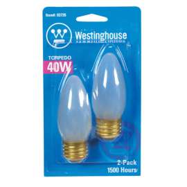 Westinghouse 40 W B11 Decorative Incandescent Bulb E26 (Medium) White 2 pk