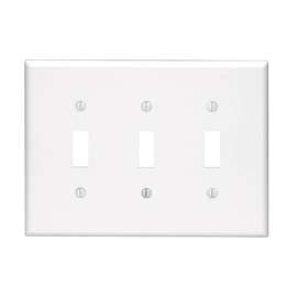 Leviton White 3 gang Plastic Toggle Wall Plate 1 pk