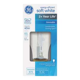 GE 45 W A19 A-Line Halogen Bulb 870 lm Soft White 1 pk