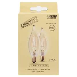 Feit Electric The Original 40 W CA10 Vintage Incandescent Bulb E12 (Candelabra) Soft White 2 pk