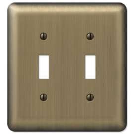 Amerelle Devon Brushed Brass Brass 2 gang Stamped Steel Toggle Wall Plate 1 pk