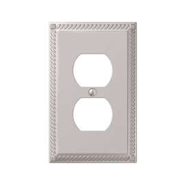 Amerelle Georgian Satin Nickel Gray 1 gang Die-Cast Metal Duplex Outlet Wall Plate 1 pk