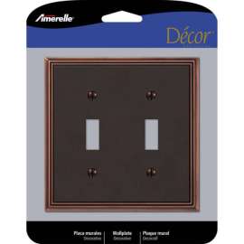 Amerelle Metro Aged Bronze 2 gang Die-Cast Metal Toggle Wall Plate 1 pk