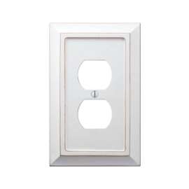 Amerelle Savannah White 1 gang Wood Duplex Outlet Wall Plate 1 pk