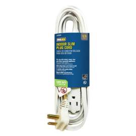 Projex Indoor 12 ft. L White Slim Plug Cord 16/3 SPT-2