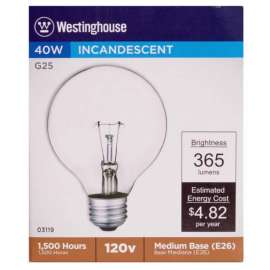 Westinghouse 40 W G25 Globe Incandescent Bulb E26 (Medium) Warm White 1 pk