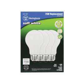 Westinghouse 53 W A19 A-Line Halogen Bulb 1,100 lm Soft White 4 pk