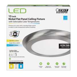 Feit Electric 1 in. H X 15 in. W X 15 in. L Nickel LED Flat Panel Light Fixture