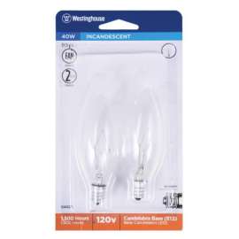 Westinghouse 40 W Torpedo B9.5 Decorative Incandescent Bulb E12 (Candelabra) Soft White 2 pk