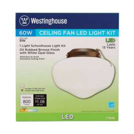 Westinghouse Oil Rubbed Bronze White Schoolhouse Ceiling Fan Light Kit