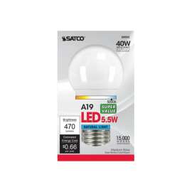 Satco A19 E26 (Medium) LED Bulb Natural Light 40 Watt Equivalence 1 pk