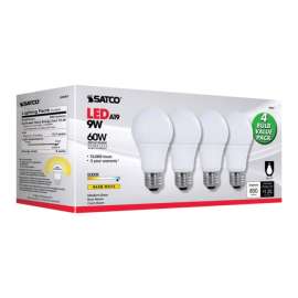 Satco Type A A19 E26 (Medium) LED Bulb Natural Light 60 Watt Equivalence 4 pk