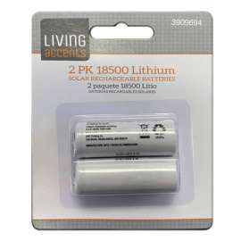 Living Accents Lithium Phosphate 18500 3.2 V 1000 Ah Solar Rechargeable Battery 2 pk