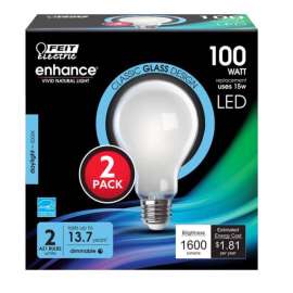 Feit Electric A21 E26 (Medium) Filament LED Bulb Daylight 100 Watt Equivalence 2 pk