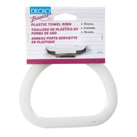 Decko Chrome Silver/White Towel Ring Plastic/Steel