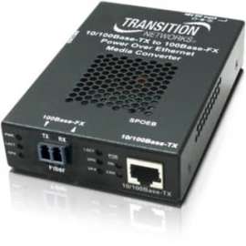 Transition Networks Stand-alone Fast Ethernet PoE Media Converter, Network (RJ-45), 1x PoE (RJ-45) Ports, 1 x ST Ports, DuplexST Port