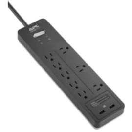 APC by Schneider Electric SurgeArrest Home/Office 8-Outlet Surge Suppressor/Protector, 8 x NEMA 5-15R, 2 x USB, 2160 J, 120 V AC Input, 120 V AC Output