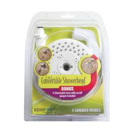 Rinse Ace 2-in-1 White ABS 4 settings Convertible Showerhead 2.5 gpm
