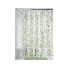 iDesign 72 in. H X 72 in. W Green Vines Shower Curtain PEVA