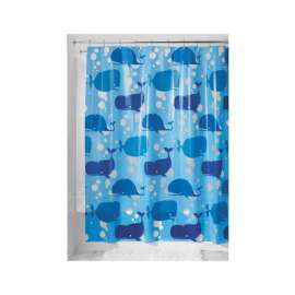 iDesign 72 in. H X 72 in. W Blue Moby Shower Curtain Polyethylene
