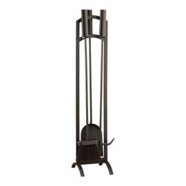 Panacea Black Matte Steel Fireplace Tool Set