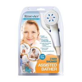 Rinse Ace Assisted Bather White ABS 3 settings Handheld Showerhead 2.5 gpm