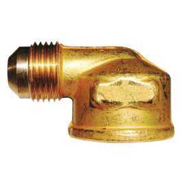 JMF Company 3/8 in. Flare X 1/2 in. D FPT Yellow Brass Elbow