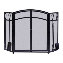 Panacea Open Hearth Black Matte Steel Fireplace Screen