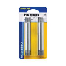 BrassCraft 3/8 in. MIP X 3/8 in. D MIP Brass Pipe Nipple 4 in. L