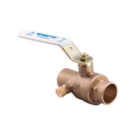 Watts 1/2 in. Brass Solder Ball Valve with Drain Full Port