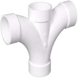 Charlotte Pipe Schedule 40 2 in. Hub X 2 in. D Hub PVC Reducing Double Fixture Fitting Tee 1 pk