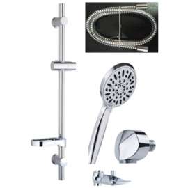 OakBrook Chrome Plastic 3 settings Showerhead With Slide Bar 1.8 gal