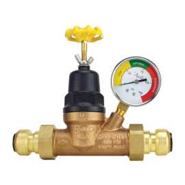 Tectite Apollo 3/4 in. Double Push Union Bronze Water Pressure Regulator with Gauge