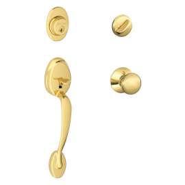 Schlage Plymouth Bright Brass Handleset Right or Left Handed