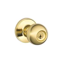 Schlage Dexter Corona Bright Brass Entry Knobs 1-3/4 in.