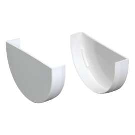 Plastmo 4 in. W White Vinyl Half Round Gutter End Caps